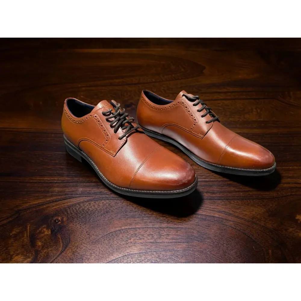 Cole Haan Mens Grand Dress Cap Toe Oxford British Tan - US 10 Wide Width NEW